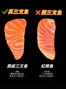 如何区分三文鱼和虹鳟鱼肉_三文鱼虹鳟怎么分？看标签学名产地！