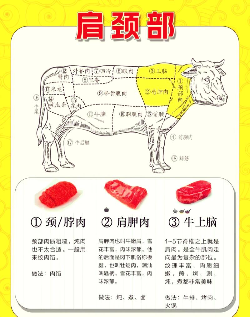 牛肉弯刀部位肉详细分解图_三花纹理,鲜嫩多汁 牛肉弯刀部位肉详细分解图_三花纹理,鲜嫩多汁