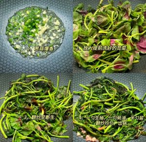 清炒苋菜的家常做法_焯水加盐油，蒜末分两次，大火快炒