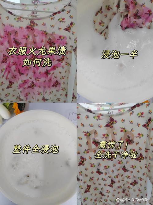 火龙果的汁液怎么洗掉_醋盐冷冻双氧分解，蛋清甘油去污渍